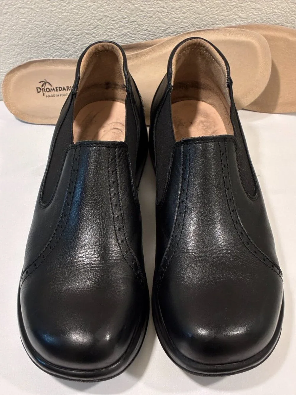 Dromedaris Falcon Black Leather Rocker Sole Loafer Women 10.5/11 EUC